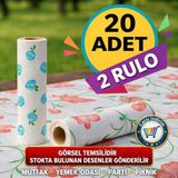 Nistabolje 20 Adet 100 x 120 cm Kullan At Masa Örtüsü 2 Rulo Sıvı Geçirmez Estetik Desenli