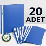 Nistabolje 20 Adet Mavi Telli Dosya A4 Ölçülerle Şeffaf Ön Yüzlü Pratik Kullanım