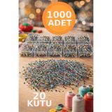 nistabolje 20 Kutu (1.000 ADET) Başörtü İğnesi Renkli Eşarp İğnesi Tesettür Türban Şal İğnesi Toplu İğne