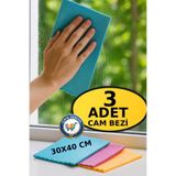 nistabolje 3 Adet Mikrofiber Cam Bezi Dayanıklı ve Pratik Temizlik Bezi 30x40 cm