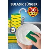nistabolje 30 Adet Bulaşık Lavabo Süngeri Ekonomik Klasik Oluklu Brite Sünger Temizlik