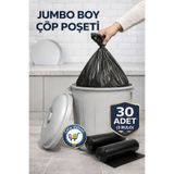 nistabolje 30 Adet Jumbo Çöp Poşeti 75x90 Endüstriyel (10'lu X 3 Rulo) Paket Battal Çöp Torbası