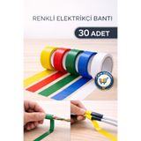 nistabolje 30 Adet Renkli Elektrik Bandı İzolasyon Tamir Bandı İzole Bant
