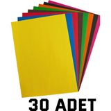 Nistabolje 30 Adet(10'luX3 Paket) Fon Kartonu A4 Boyutu 24X34 Karışık Renkli - Karışık-Çok Renkli