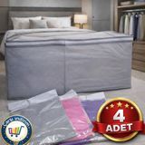 Nistabolje 4 Adet Hurç Yastık Çekyat Hurcu Eşya Taşıma ve Baza Altı Düzenleme İçin Koku Yapmaz Hava Alabilen Kumaş