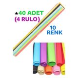 nistabolje 40 Adet 50x70 Cm Fon Kartonu 10 Renk(4 RULO) Karton Kağıt