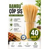 nistabolje 40 Adet Çöp Şiş Bambu Ahşap Şiş