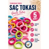 nistabolje 5 Adet Renkli Havlu Toka Esnek Lastik Orta Boy Saç Tokası