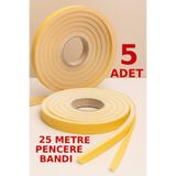 nistabolje 5 Adet x 5 mt(25 METRE) Yapışkanlı Pencere Bandı Soğuk ve Toz Geçirmez İzolasyon Isı Yalıtım Süngeri