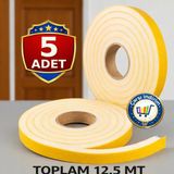 Nistabolje 5 Adet Yapışkanlı Kapı Bandı Isı Yalıtım Süngeri Esnek Yapı ile Güçlü Yalıtım