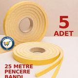 Nistabolje 5 Adet Yapışkanlı Pencere Bandı Isı Yalıtım Süngeri 5 Metre Esnek Yapı
