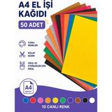 Nistabolje 50 Adet A4 Elişi Kağıdı Karışık Renk - Çok Renkli