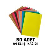 nistabolje 50 Adet Renkli A4 Elişi Kağıdı Karışık Renk Kırtasiye Aktivite El İşi Kağıtları