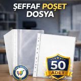 Nistabolje 50 Adet Şeffaf Poşet Dosya A4 Ölçülerle Sağlam Polipropilen Malzeme
