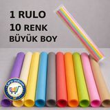 Nistabolje 50x70 cm Fon Kartonu 10'lu 10 Renk 1 Rulo Çocuklar İçin Güvenli Kırtasiye Ürünü
