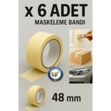 nistabolje 6 Adet Ekonomik Kağıt Bant 48mm Maskeleme Bandı Boya Bandı
