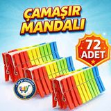 Nistabolje 72 Adet Klasik Çamaşır Mandalı Karışık Renkli Plastik Mandal