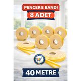 nistabolje 8 Adet x 5 mt (40 METRE) Yapışkanlı Pencere Bandı İzolasyon Isı Ses Toz Yalıtım Süngeri Tasarruflu