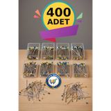 nistabolje 8 Kutu(400 ADET)Renkli Eşarp İğnesi Standart Başörtü İğnesi Türban Şal İğnesi Toplu İğne