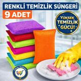 Nistabolje 9'Lu Renkli Petek Dokulu Bulaşık Süngeri Yüksek Temizlik Gücü ile Sihirli Temizlik Sünger