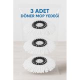 Nistabolje Döner Başlıklı Mop Yedeği 3 Lü Set Mikrofiber Döner Paspas Yedek