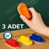 Nistabolje Yazı Tahta Silgisi 3 Adet Renkli Plastik Materyal ile Kolay Temizlenebilir Kullanım