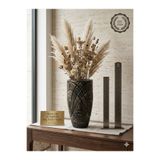 NişTasarım Antik Eskitme Gold Detaylı Taş Tozu Büyük Vazo - 26 cm Dekoratif Hediyelik Obje