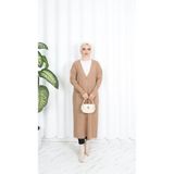 Nisum Moda Cepli Uzun Triko Hırka - Camel - Standart