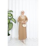 Nisum Moda Çizgili Fermuarlı Iki Ip Elbise - Camel - 2