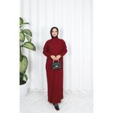 Nisum Moda Fitilli Triko Elbise - Bordo - Standart