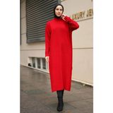 Nisum Moda Fitilli Triko Elbise - Kırmızı - Standart
