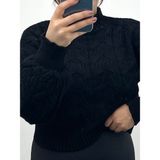 Nisum Moda Örgülü Boğazlı Triko Kazak - Siyah - Standart