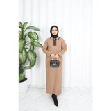 Nisum Moda Polo Yaka Triko Elbise - Camel - Siyah - Beyaz - Standart