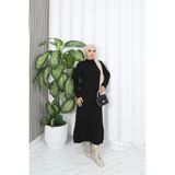 NİSUM MODA Saç Örgü Şeritli Triko Elbise