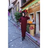 NİSUM MODA Simli Balon Kol Merserize Elbise