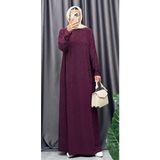Nisum Moda Taş Detaylı Sandy Elbise - Mürdüm - Standart
