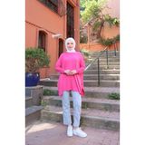 Nisum Moda Yanları Yırtmaçlı Salaş Tunik - Fuşya - Standart