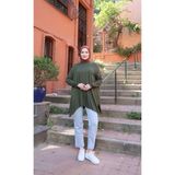Nisum Moda Yanları Yırtmaçlı Salaş Tunik - Haki - Standart