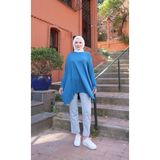 Nisum Moda Yanları Yırtmaçlı Salaş Tunik - İndigo - Standart