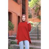 Nisum Moda Yanları Yırtmaçlı Salaş Tunik - Kırmızı - Standart