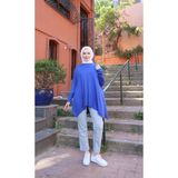 Nisum Moda Yanları Yırtmaçlı Salaş Tunik - Saks - Standart
