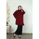 Nisum Moda Yanları Yırtmaçlı Triko Tunik - Bordo - Standart