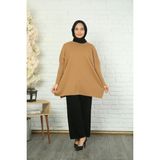 Nisum Moda Yanları Yırtmaçlı Triko Tunik - Camel - Standart