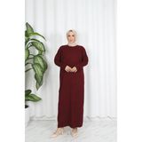 Nisum Moda Yarasa Kol Fitilli Triko Elbise - Bordo - Standart