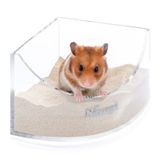 Niteangel Küçük Hayvan Kum-Banyo Kutusu - Akrilik Kritterler Kum Banyo Duş Odası & Hamsterler Fareler Lemming Gerbils veya Diğer Küçük Evcil Hayvanlar için Kazma Kum Kabı (Fan Şeklinde, Şeffaf)