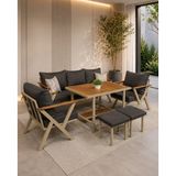 Nitra Metal Bahçe Balkon Teras Koltuk Takımı 3+1+1+Masa+2 adet Puf