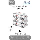 Nitril Beyaz Muayene Eldiveni M - 3 Paket 100 lü