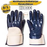 Nitril Kaplı Kaymaz Kimyasal Dayanıklı Yağ Tutmaz Sanayi Tipi Petrolcü Iş Eldiveni 9 L Beden Eldiven - Lacivert - XL