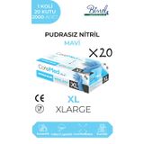 Nitril Mavi Pudrasız Muayene Eldiveni M - 1 Koli 20 Paket 100 lü