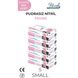 Nitril Pembe Pudrasız Muayene Eldiveni S - 5 Paket 100 Lü